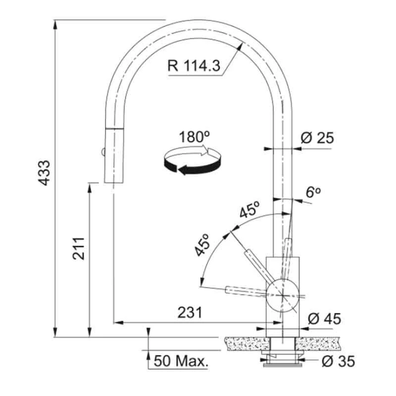 Franke Eos Neo Pull-Out Nozzle Tap - Gold - 115.0689.094 4 Franke Eos Neo Pull-Out Nozzle Tap - Gold - 115.0689.094 - Image 2
