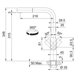 Franke Mythos Single Lever Pull-Out Nozzle Tap - Industrial Black - 115.0689.098 -Kitchen Shop f r franke mythos 1150689098 dimensions