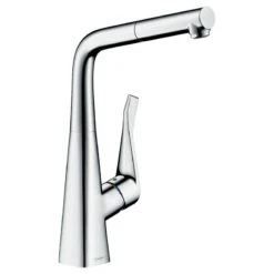 Hansgrohe Metris M71 Single Lever Kitchen Mixer Tap 320 With Pull-Out Spout - Chrome - 14821000