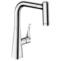 Hansgrohe Metris M71 Single Lever Kitchen Mixer Tap 220 With Pull-Out Spray & Sbox 2 Spray Modes - Chrome - 73800000