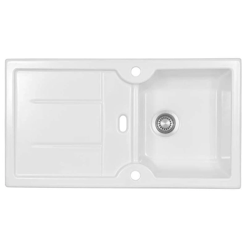 Thomas Denby Harmony XW 1 Bowl Reversible Ceramic Kitchen Sink & Drainer - White - HAR9110WH 3 Thomas Denby Harmony XW 1 Bowl Reversible Ceramic Kitchen Sink & Drainer - White - HAR9110WH