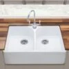 Thomas Denby Heritage 800 Ceramic Double Bowl Kitchen Sink - White - HER800 -Kitchen Shop h e her800
