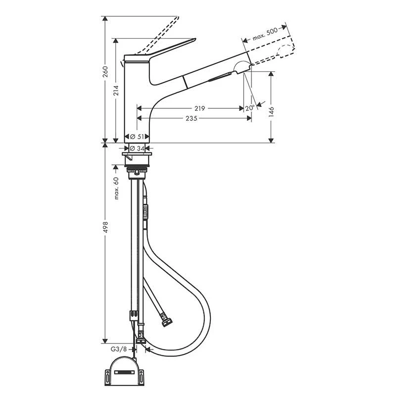 Hansgrohe Zesis M33 Single Lever Kitchen Mixer Tap 150 With Pull-Out Spray 2Jet Sbox Lite - Stainless Steel - 74803800 4 Hansgrohe Zesis M33 Single Lever Kitchen Mixer Tap 150 With Pull-Out Spray 2Jet Sbox Lite - Stainless Steel - 74803800 - Image 2