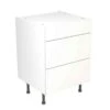 Kitchen Kit Slab 600mm 3 Drawer Base Cabinet - Super Gloss - White - Flatpacked - FKKF0006 -Kitchen Shop k i kitchen kit fkkf0006