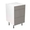 Kitchen Kit Slab 500mm 3 Drawer Base Cabinet - Super Gloss - Dust Grey - Flatpacked - FKKF0341 -Kitchen Shop k i kitchen kit fkkf0341