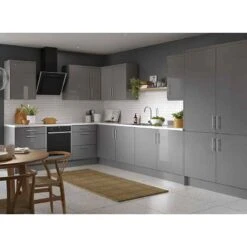 Kitchen Kit Slab 500mm 3 Drawer Base Cabinet - Super Gloss - Dust Grey - Flatpacked - FKKF0341 -Kitchen Shop k i kitchen kit fkkf0341 lifestyle1