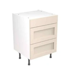 Kitchen Kit Shaker 600mm 3 Drawer Base Cabinet - Ultra Matt - Cashmere - Flatpacked - FKKH0606