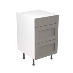Kitchen Kit Shaker 500mm 3 Drawer Base Cabinet - Ultra Matt - Dust Grey - Flatpacked - FKKH0841
