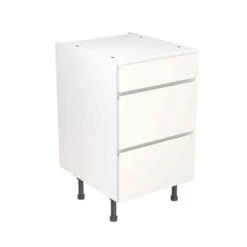 Kitchen Kit J-Pull 500mm 3 Drawer Base Cabinet - Super Gloss - White - Flatpacked - FKKJ0041