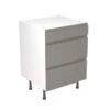 Kitchen Kit J-Pull 600mm 3 Drawer Base Cabinet - Super Gloss - Dust Grey - Flatpacked - FKKJ0306