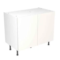 Kitchen Kit Value Slab 1000mm Base Cabinet - Standard Matt - White - Flatpacked - FKKM1008