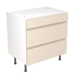 Kitchen Kit Rigid J-Pull 800mm 3 Drawer Base Cabinet - Super Gloss - Cashmere - Pre-Assembled - RKKJ0107