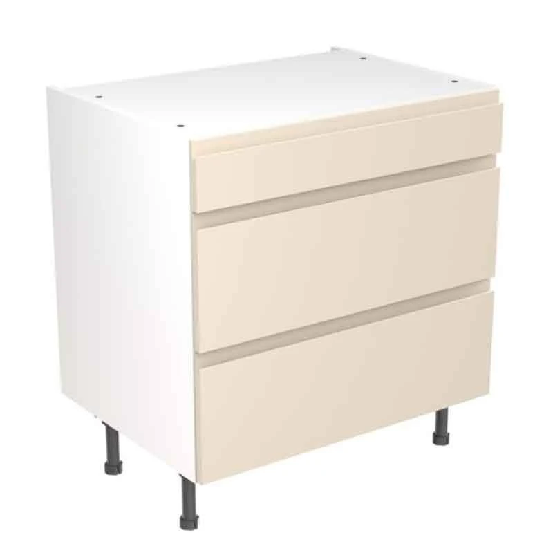 Kitchen Kit Rigid J-Pull 800mm 3 Drawer Base Cabinet - Super Gloss - Cashmere - Pre-Assembled - RKKJ0107 3 Kitchen Kit Rigid J-Pull 800mm 3 Drawer Base Cabinet - Super Gloss - Cashmere - Pre-Assembled - RKKJ0107