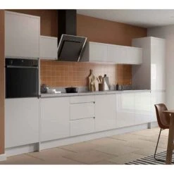 Kitchen Kit Rigid J-Pull 800mm Base Cabinet - Super Gloss - Light Grey - Pre-Assembled - RKKJ0236 -Kitchen Shop k i kitchen kit rkkj0236 lifestyle