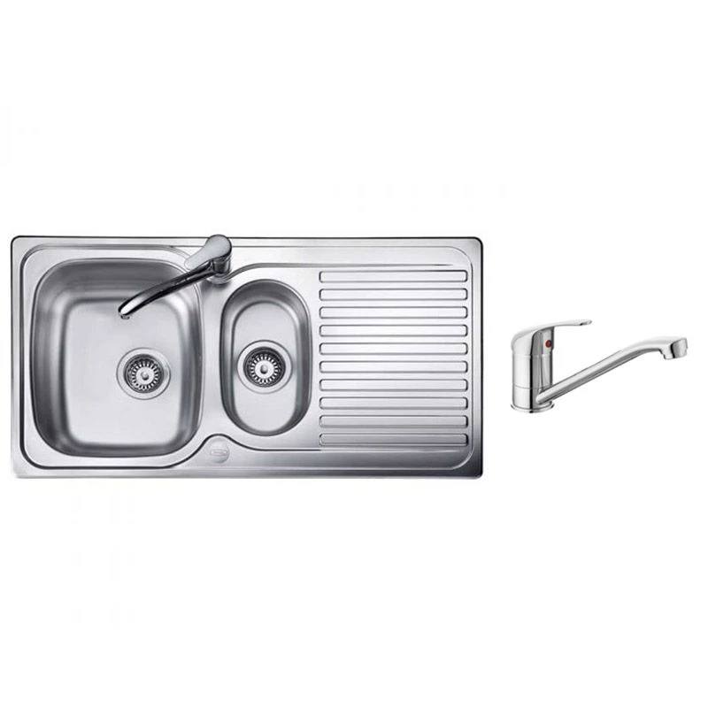 Leisure Linear 1.5 Bowl Inset Kitchen Sink With Leisure Aquamono Single Lever Kitchen Mixer Tap & Waste - LR9502/TMO40 3 Leisure Linear 1.5 Bowl Inset Kitchen Sink With Leisure Aquamono Single Lever Kitchen Mixer Tap & Waste - LR9502/TMO40