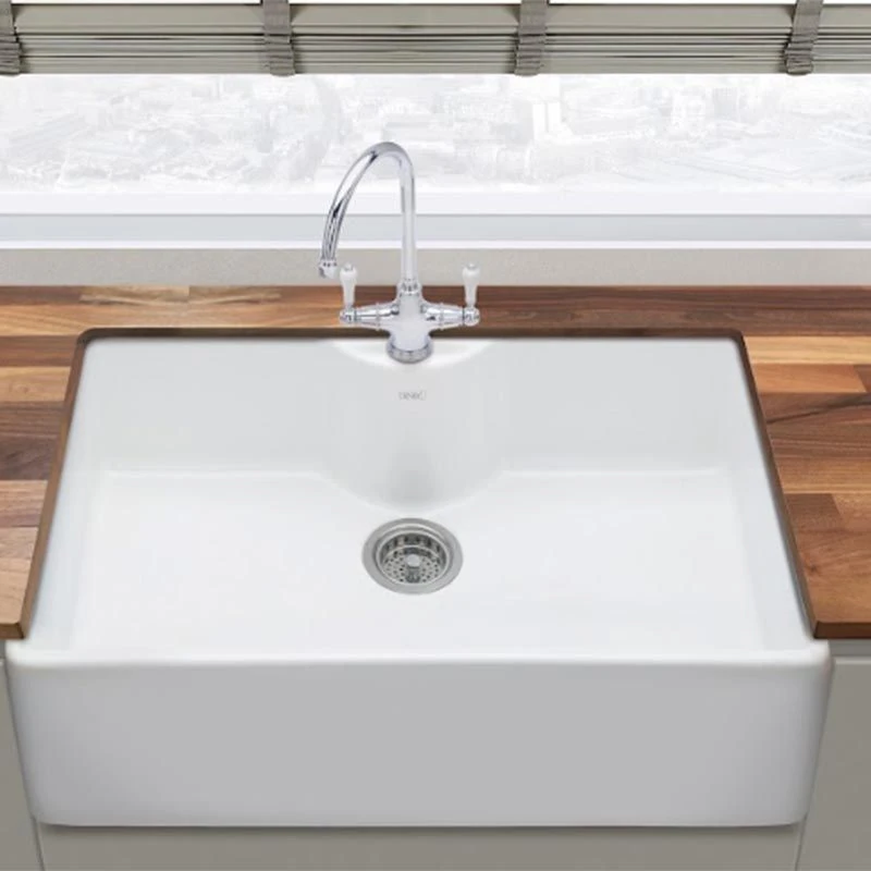 Thomas Denby Legacy 1 Bowl Ceramic Kitchen Sink With Tap Ledge - White - LEG800T 4 Thomas Denby Legacy 1 Bowl Ceramic Kitchen Sink With Tap Ledge - White - LEG800T - Image 2