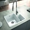 Thomas Denby Metro 1.3 Bowl Ceramic Kitchen Sink - White - MET1010 -Kitchen Shop m e met1010