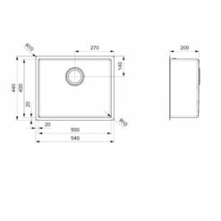 Reginox Miami 1 Bowl Integrated Sink - Copper - MIAMI 50X40 COPPER 11 Reginox Miami 1 Bowl Integrated Sink - Copper - MIAMI 50X40 COPPER -Kitchen Shop m i miami50x40copper dimensions