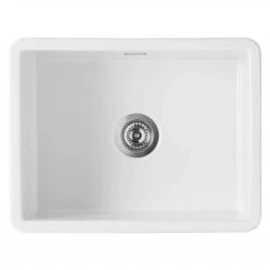 Thomas Denby Metro 1 Bowl Ceramic Large Bowl Kitchen Sink - White - MET1050