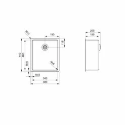 Reginox New York 1 Bowl Integrated Sink - NEW YORK 34X40 L -Kitchen Shop n e newyork34x40l dimensions