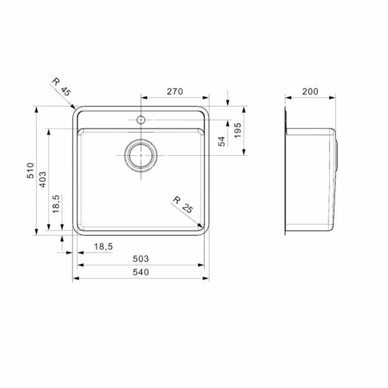 Reginox Ohio 1 Bowl Integrated Sink - Jet Black - OHIO 50X40 JB 4 Reginox Ohio 1 Bowl Integrated Sink - Jet Black - OHIO 50X40 JB - Image 2