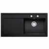 Thomas Denby Opus XL 1 Bowl Ceramic Kitchen Sink & LH Drainer - Black Satin - OPU1010LBL -Kitchen Shop o p opu1010lbl