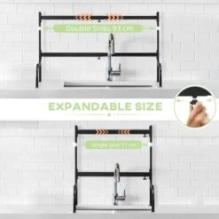 HOMCOM 2 Tier Adjustable Over The Sink Dish Drainer - Black - 801-286V00BK -Kitchen Shop oc0b10188d6780b46.jpg
