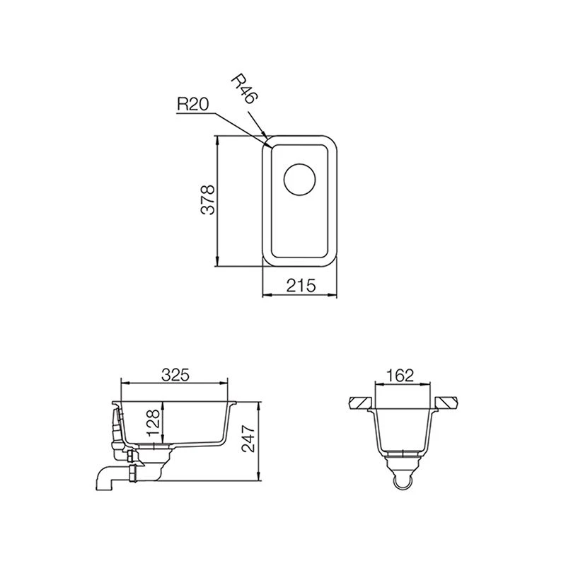 Rangemaster Paragon Compact 0.5 Bowl Igneous Granite Kitchen Sink - Dove Grey - PAR1632DG/ 4 Rangemaster Paragon Compact 0.5 Bowl Igneous Granite Kitchen Sink - Dove Grey - PAR1632DG/ - Image 2
