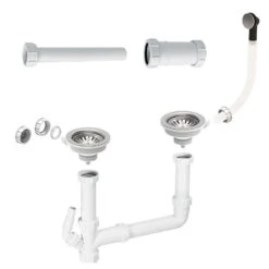 Villeroy & Boch Provence Standard Basket Strainer Waste 2 Bowl Sink - Chrome - PRO20VB2W