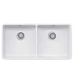 Rangemaster Farmhouse Belfast Ceramic 2 Bowl Sink 895x460mm - White - CFBL900WH/