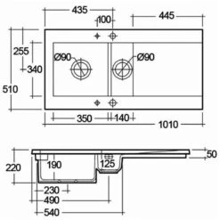 RAK Ceramics Dream 1 Slim 1.5 Bowl Kitchen Sink - Matt Greige - OC200NTSL505A -Kitchen Shop rak oc200ntsl505a dims