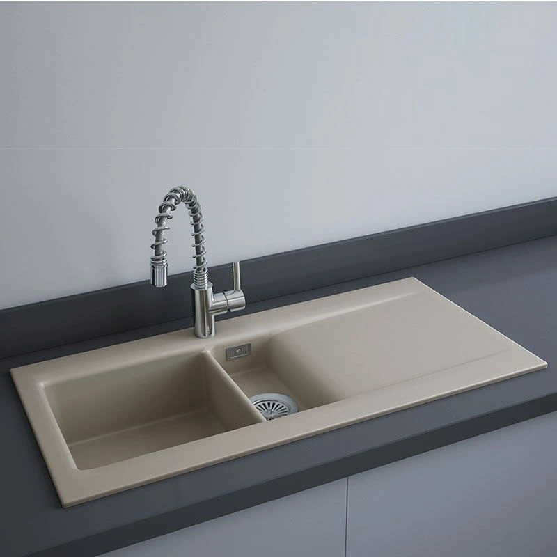 RAK Ceramics Dream 1 Slim 1.5 Bowl Kitchen Sink - Matt Cappuccino - OC200NTSL514A 3 RAK Ceramics Dream 1 Slim 1.5 Bowl Kitchen Sink - Matt Cappuccino - OC200NTSL514A