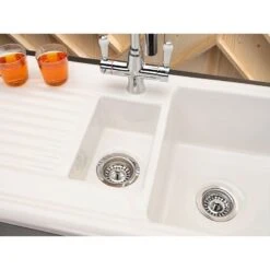 Reginox Regi-Ceramic 1.5 Bowl Kitchen Sink Including Waste - White - RL 301 CW -Kitchen Shop rl 301 sink white 1