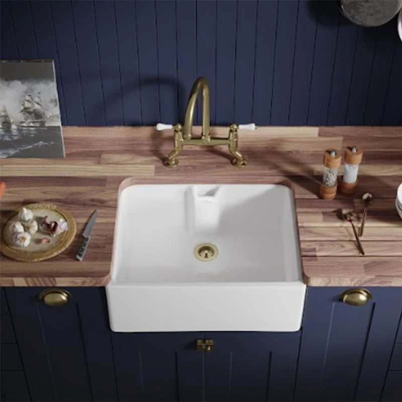 Thomas Denby Norfolk 1 Bowl Ceramic Traditional Sink - White - TNO600 3 Thomas Denby Norfolk 1 Bowl Ceramic Traditional Sink - White - TNO600