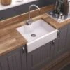 Thomas Denby Legacy 1 Bowl Ceramic Kitchen Sink With Tap Ledge - White - LEG600T -Kitchen Shop thomas denby legacy leg600t