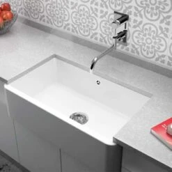 Thomas Denby Vintage 1 Bowl Ceramic Single Bowl Kitchen Sink - White - VIN800S