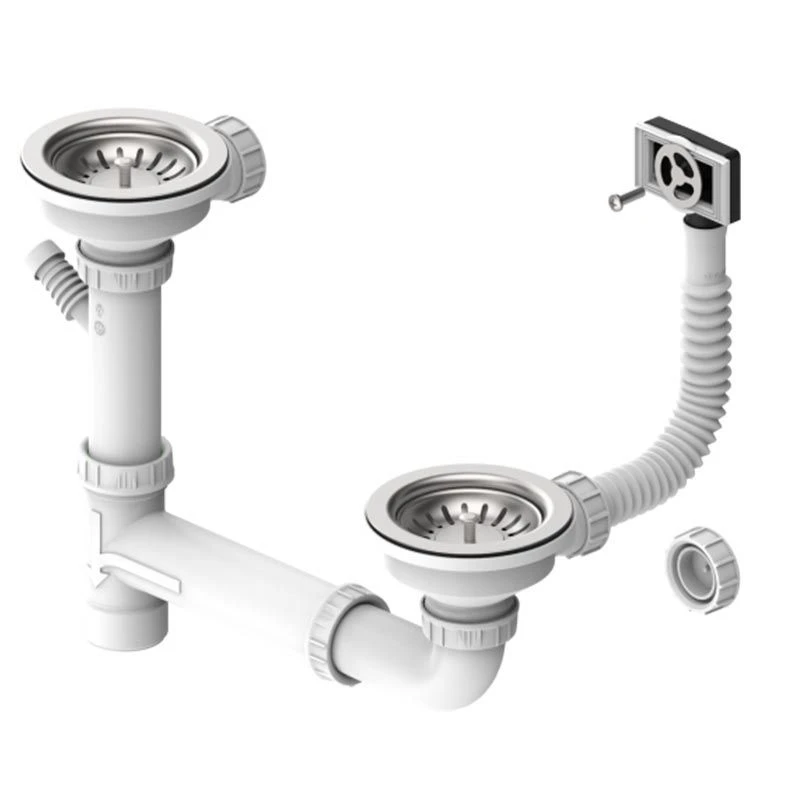 Leisure Basket Strainer Waste 89mm X2 With Connecting Pipe - WAST04/ 3 Leisure Basket Strainer Waste 89mm X2 With Connecting Pipe - WAST04/